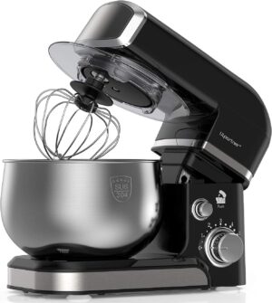Stand Mixer | 1000W Kitchen Mixer Electric Food Mixer | 6 Speeds with 304 Stainless Steel Bowl Tilt-Head Dough Mixer, Dough Hook, Whisk, Beater, Splash Guard & Scraper