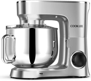 COOKLEE Stand Mixer | 9.5 Qt. 660W 10-Speed Electric Kitchen Mixer with Dishwasher-Safe Dough Hooks | Flat Beaters, Wire Whip & Pouring Shield Attachments for Most Home Cooks, SM-1551