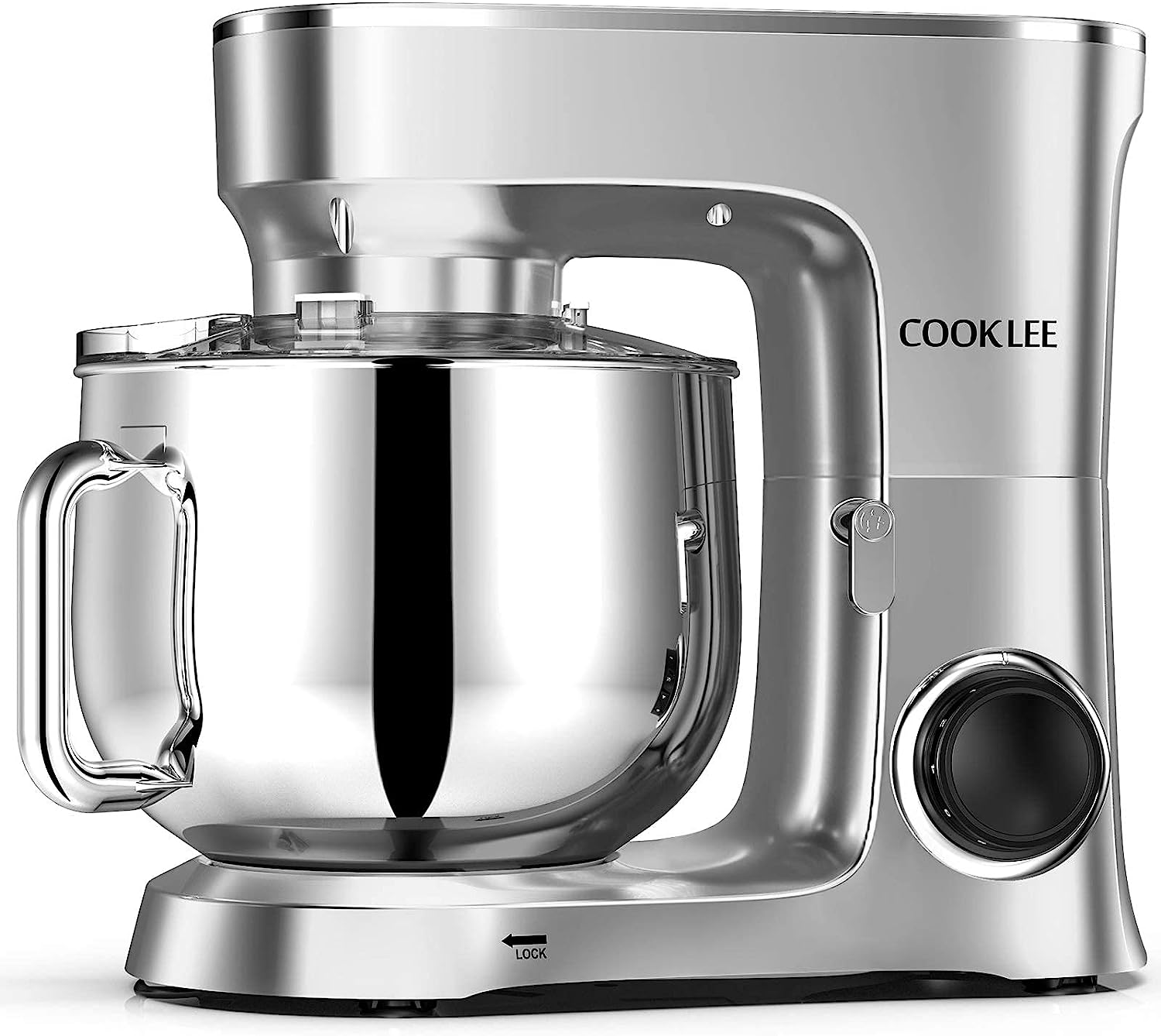 COOKLEE Stand Mixer | 9.5 Qt. 660W 10-Speed Electric Kitchen Mixer with Dishwasher-Safe Dough Hooks | Flat Beaters, Wire Whip & Pouring Shield Attachments for Most Home Cooks, SM-1551