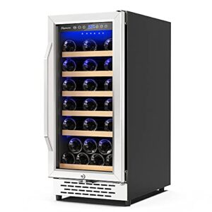 SKANWEN 15 Inch Wine Cooler Refrigerators 32 Bottle Fast Cooling Low Noise and No Fog Wine Fridge with Professional Compressor Stainless Steel | Temp Memory Function, Built-in or Freestanding Wine Fridge 41°F-72°F