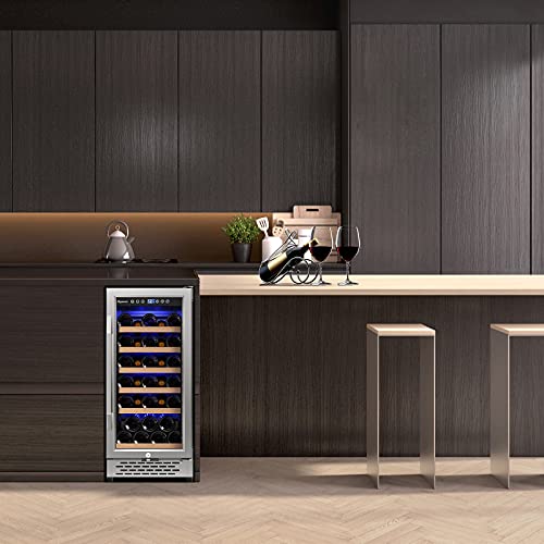 SKANWEN 15 Inch Wine Cooler Refrigerators 32 Bottle Fast Cooling Low Noise and No Fog Wine Fridge with Professional Compressor Stainless Steel | Temp Memory Function, Built-in or Freestanding Wine Fridge 41°F-72°F - Image 2