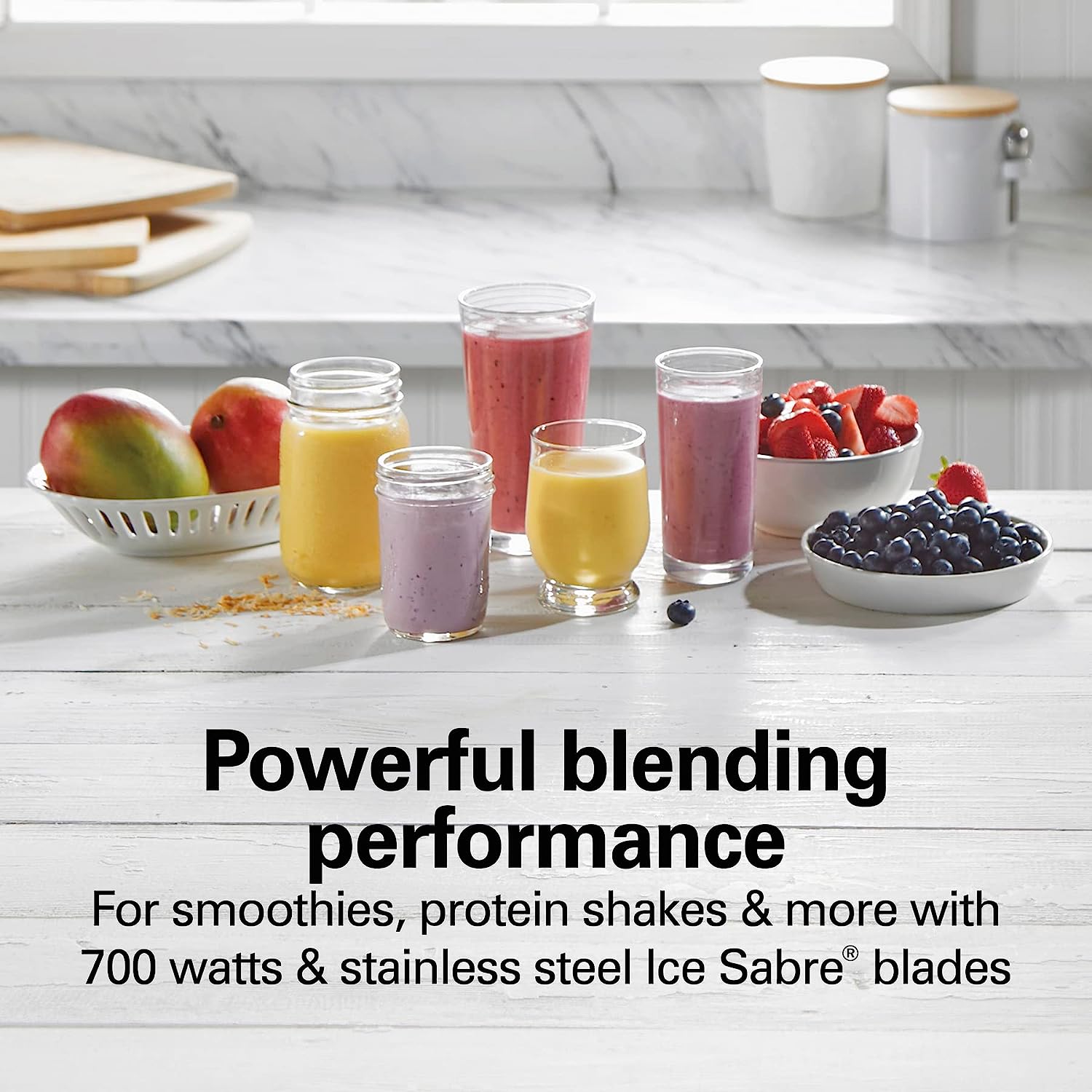 Hamilton Beach Power Elite Wave Action Blender-for Shakes and Smoothies, Puree | Crush Ice, 40 Oz Glass Jar, 12 Functions | Stainless Steel Ice Sabre-Blades, Black (58148A) - Image 2