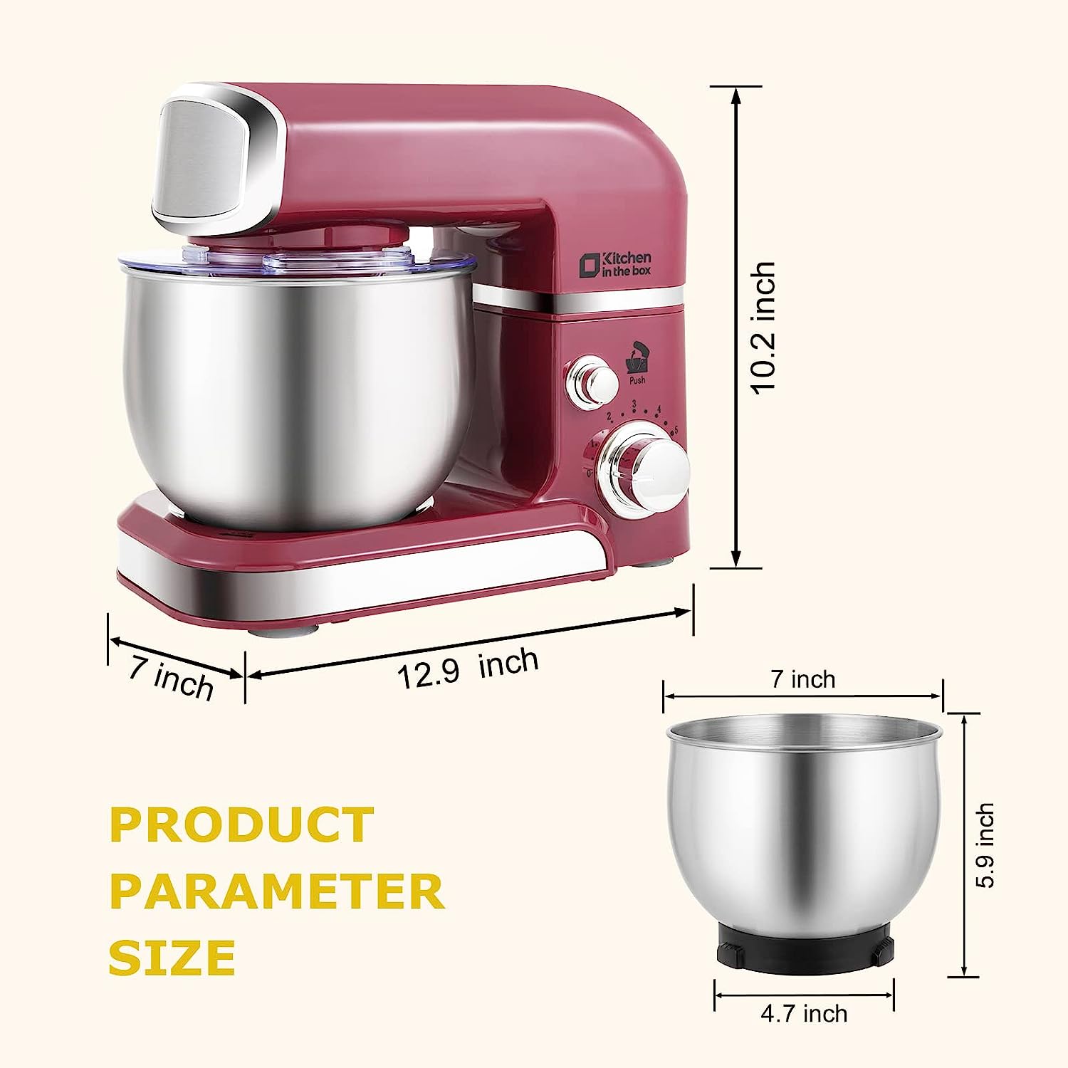 Kitchen in the box Stand Mixer | 3.2Qt Small Electric Food Mixer | 6 Speeds Portable Lightweight Kitchen Mixer for Daily Use with Egg Whisk,Dough Hook - Image 3