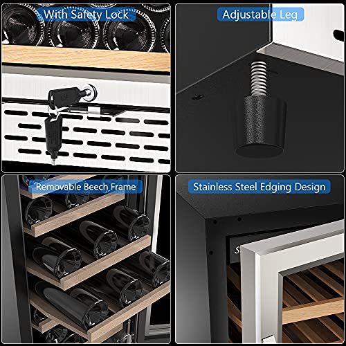 SKANWEN 15 Inch Wine Cooler Refrigerators 32 Bottle Fast Cooling Low Noise and No Fog Wine Fridge with Professional Compressor Stainless Steel | Temp Memory Function, Built-in or Freestanding Wine Fridge 41°F-72°F - Image 3