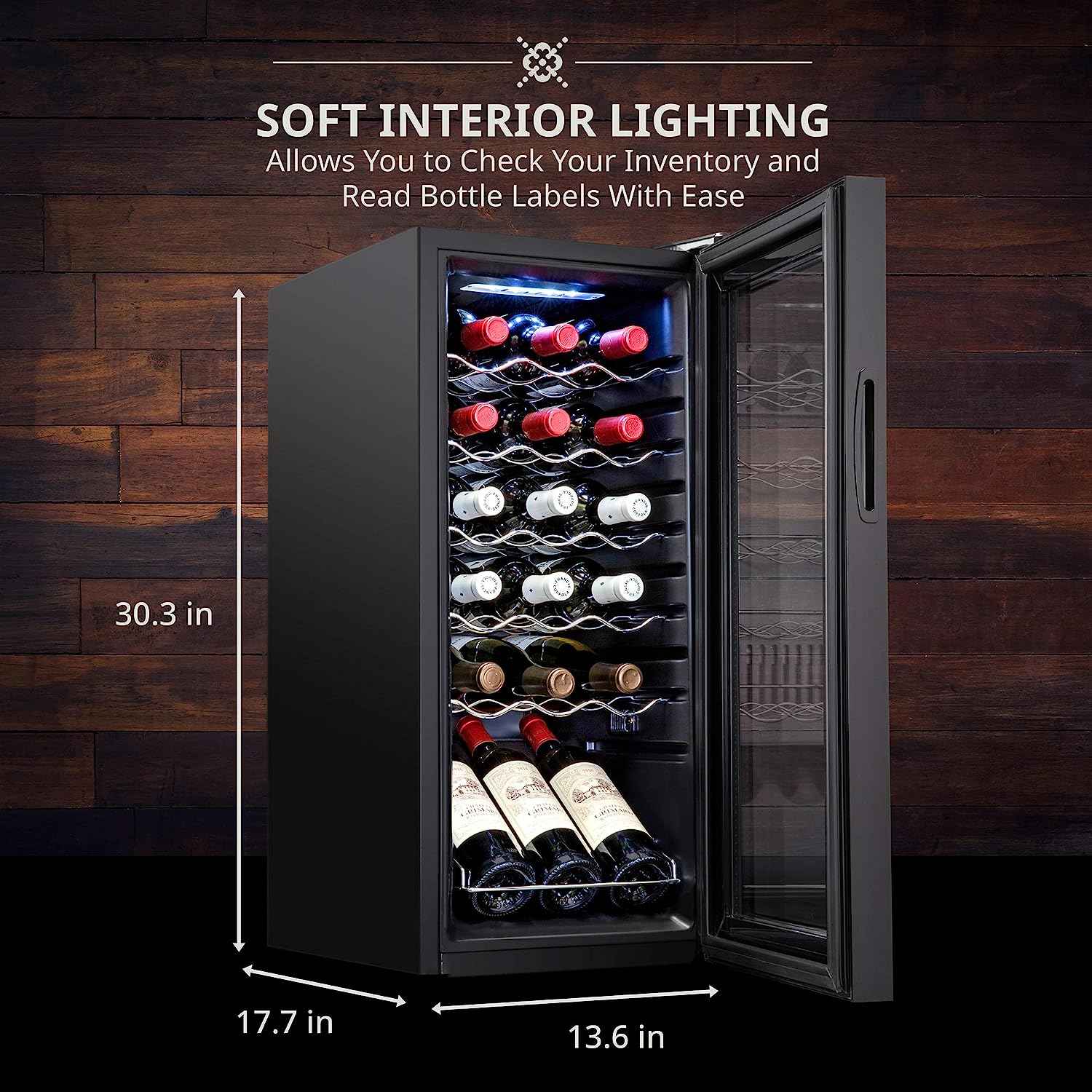 Ivation 18 Bottle Compressor Wine Cooler Refrigerator with Wi-Fi Smart App Control Cooling System | Large Freestanding Wine Cellar Fridge For Red White Champagne or Sparkling, Black Glass Door & Lock - Image 3