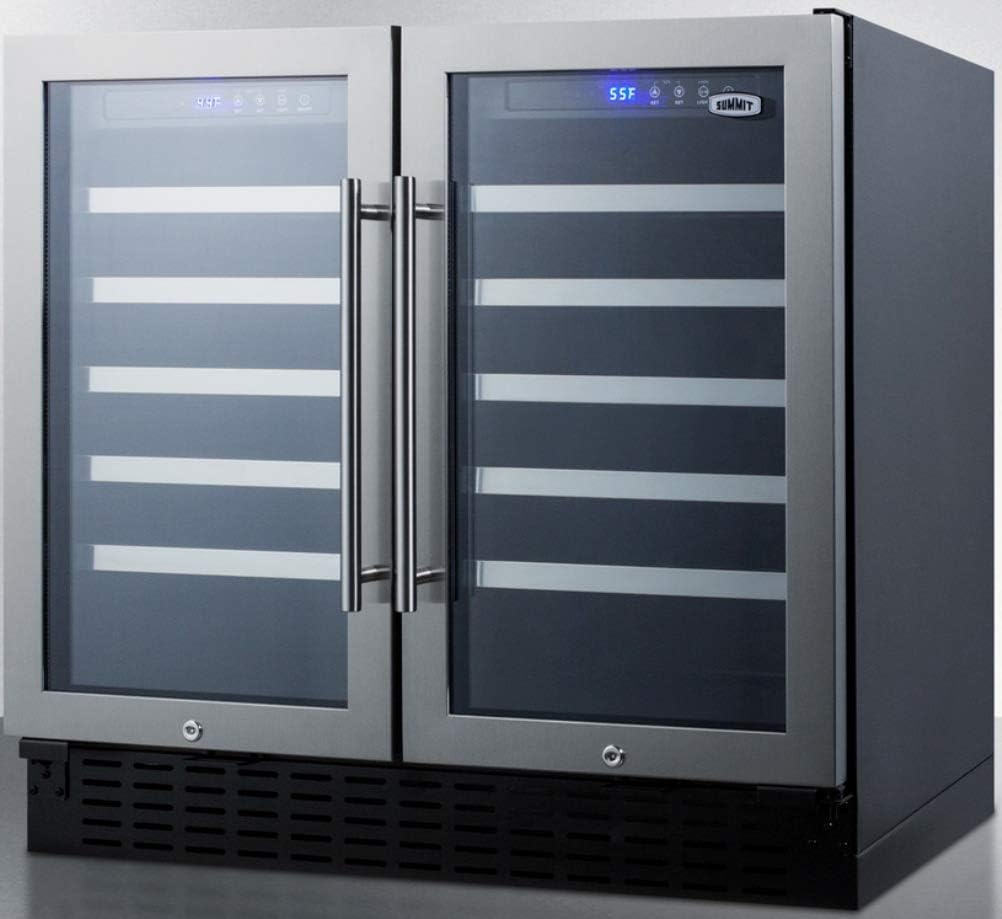 Summit SWC3668 36" Undercounter Dual Zone Wine Cooler with 68 Bottle Capacity LED Lighting Digital Thermostat Factory Installed Locks in Stainless - Image 3