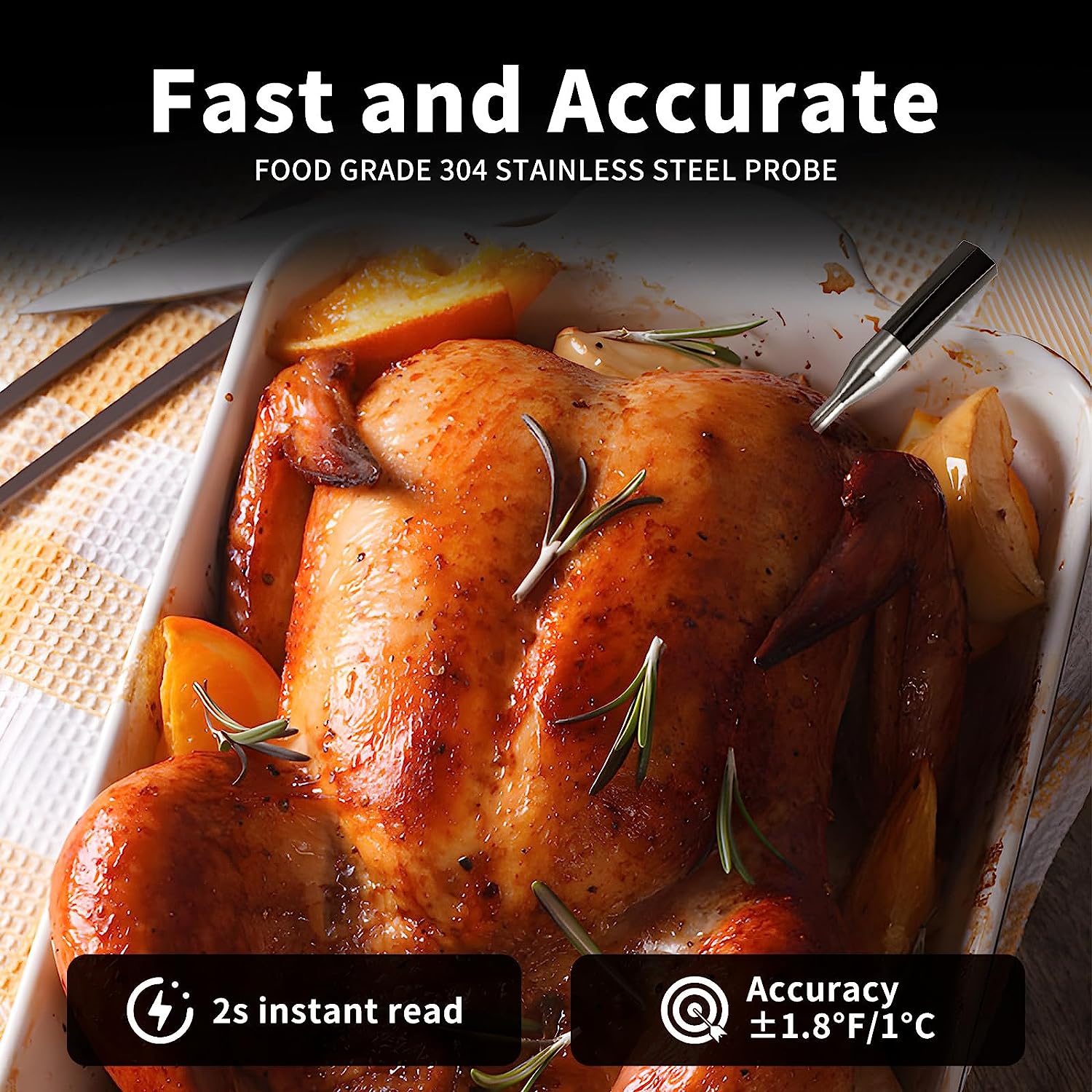 BtcLink Wireless Meat Thermometer | Up to 700FT Remote Bluetooth Range | Smart Thermometer with Ultra-Thin Probe | for Grill Oven BBQ Smoker Rotisserie | iOS & Andorid APP - Image 4