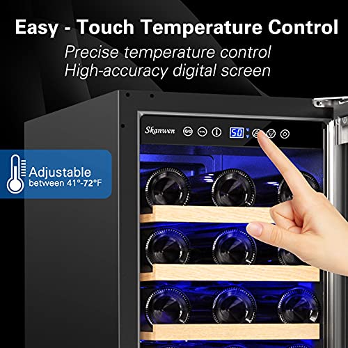 SKANWEN 15 Inch Wine Cooler Refrigerators 32 Bottle Fast Cooling Low Noise and No Fog Wine Fridge with Professional Compressor Stainless Steel | Temp Memory Function, Built-in or Freestanding Wine Fridge 41°F-72°F - Image 4