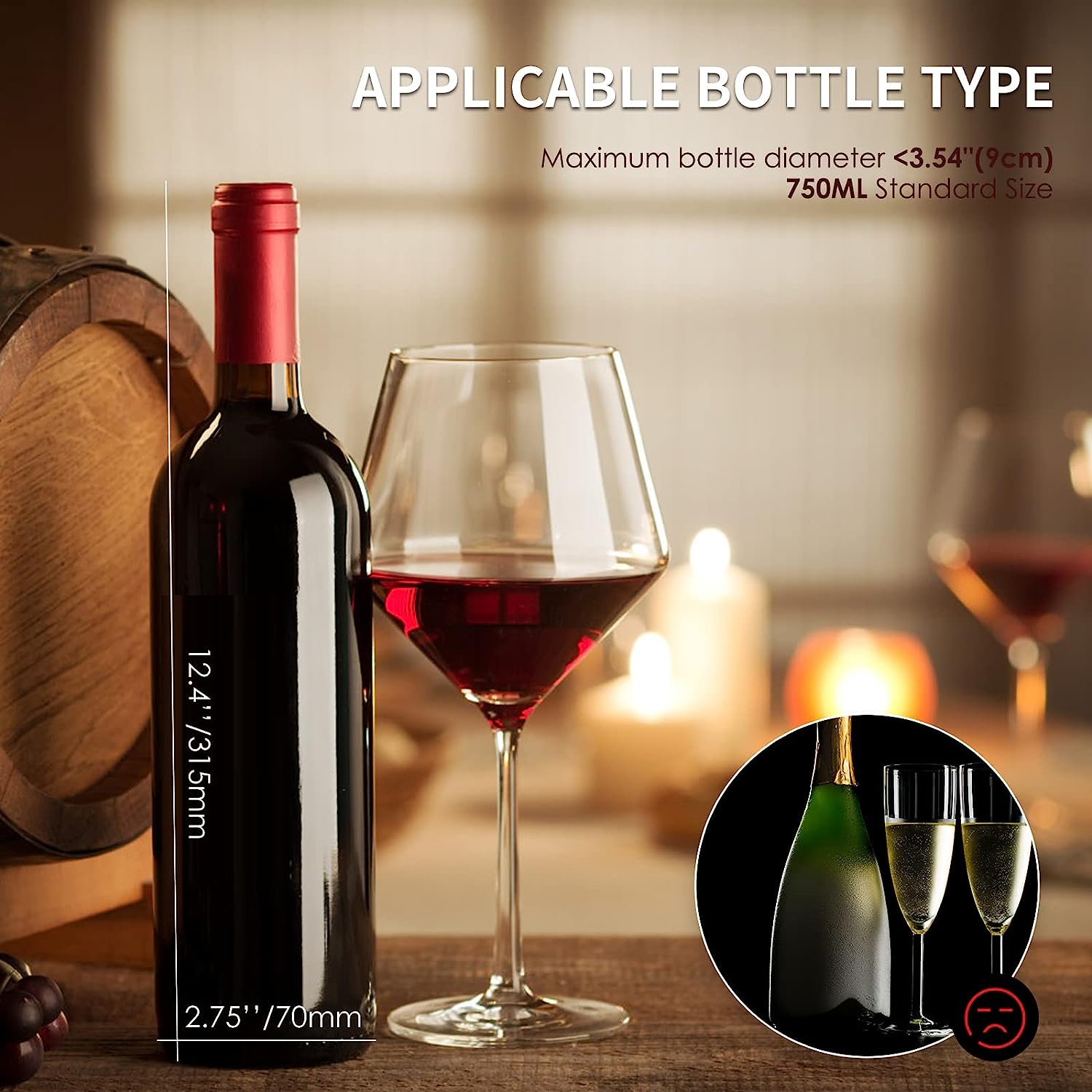 Mxmoonant Electric Wine Chiller Bottle Cooler | 41°F-64°F Adjustable Temperature Single Bottle for Wine | Champagne - Image 5