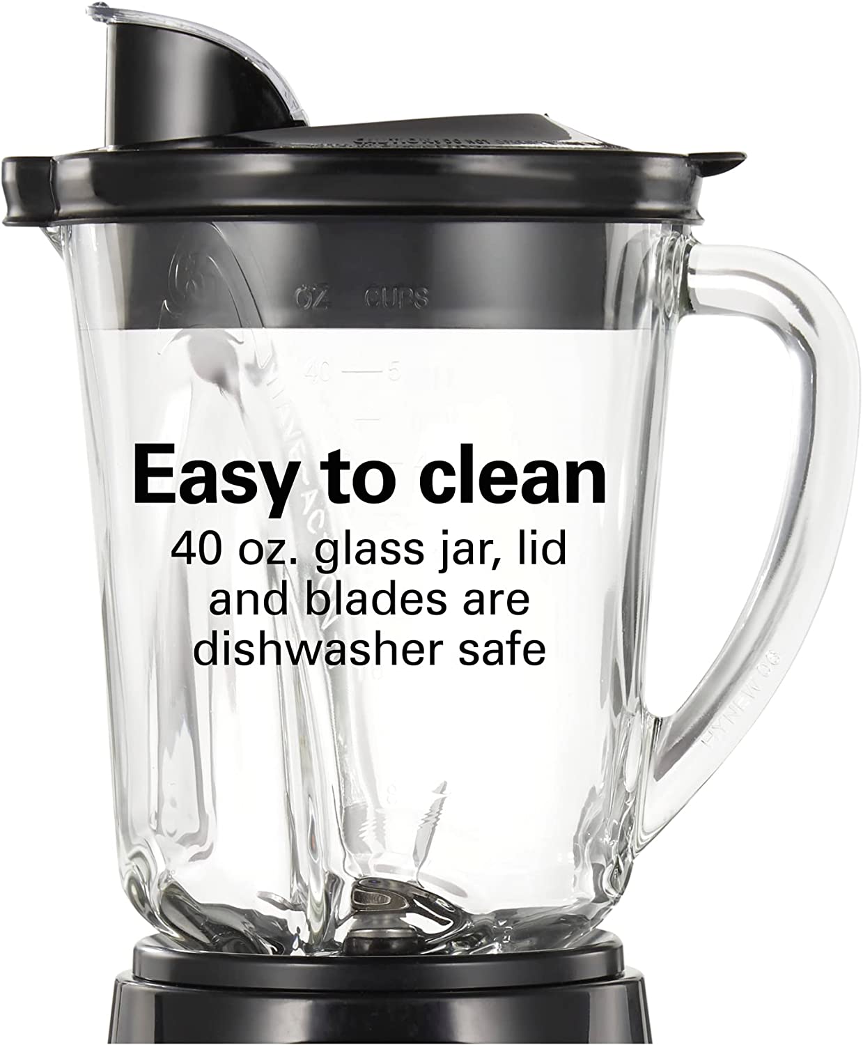 Hamilton Beach Power Elite Wave Action Blender-for Shakes and Smoothies, Puree | Crush Ice, 40 Oz Glass Jar, 12 Functions | Stainless Steel Ice Sabre-Blades, Black (58148A) - Image 5