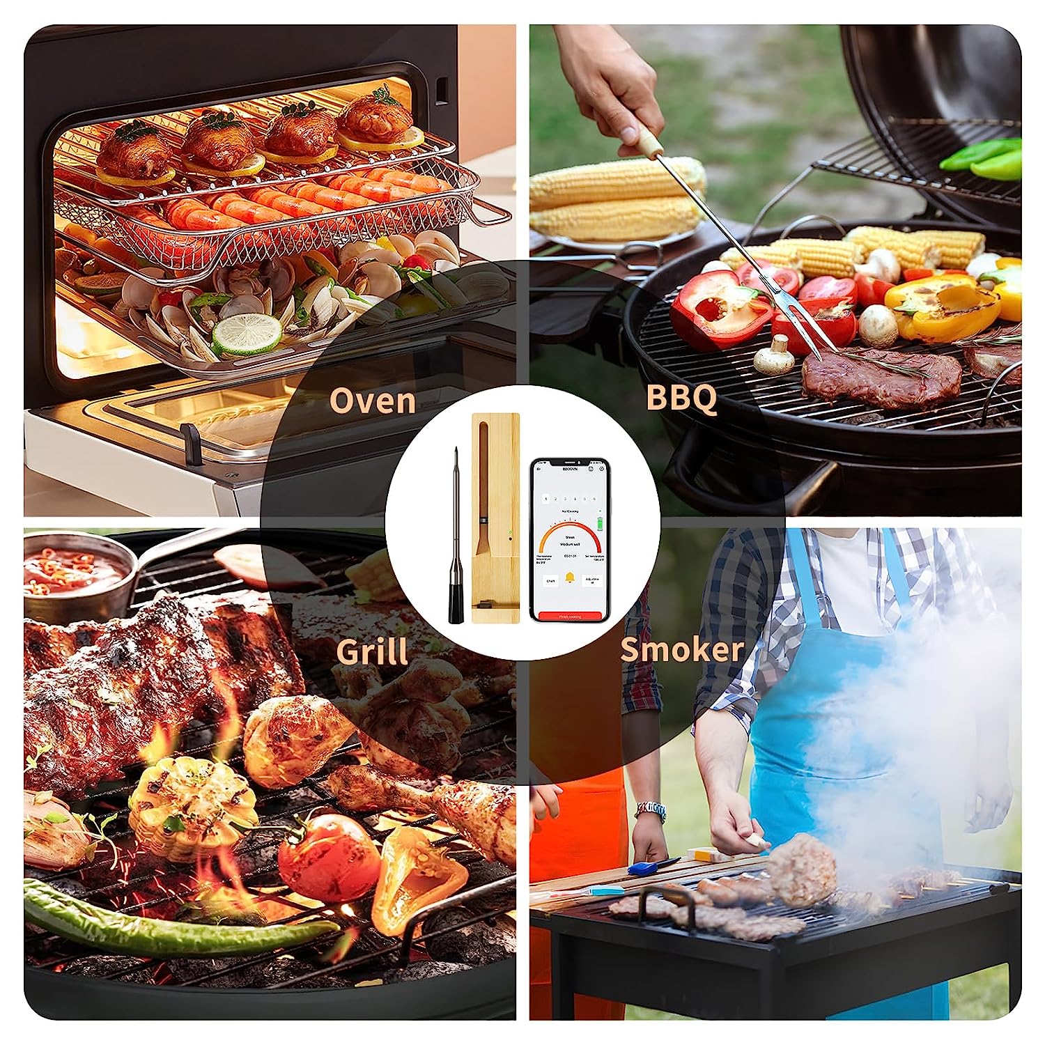 BtcLink Wireless Meat Thermometer | Up to 700FT Remote Bluetooth Range | Smart Thermometer with Ultra-Thin Probe | for Grill Oven BBQ Smoker Rotisserie | iOS & Andorid APP - Image 6