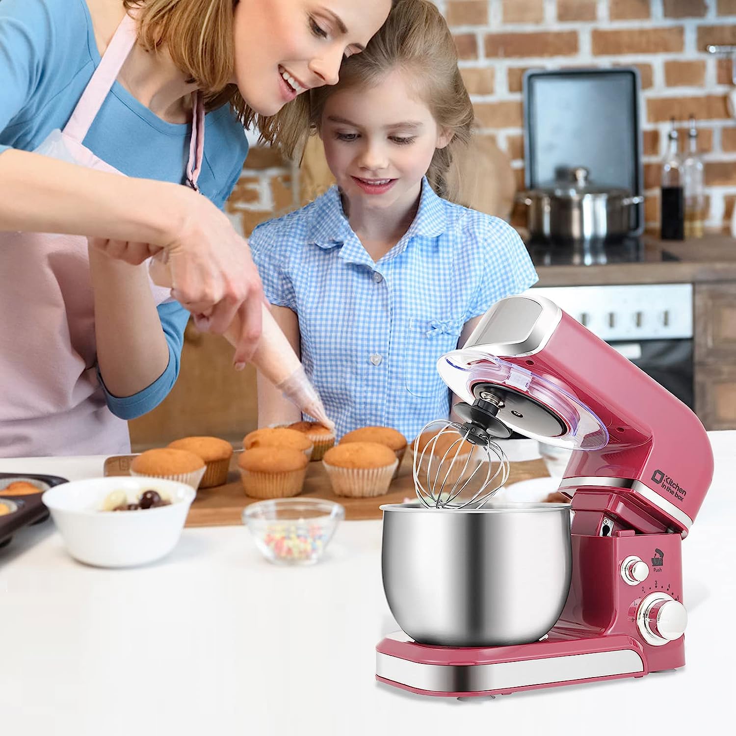 Kitchen in the box Stand Mixer | 3.2Qt Small Electric Food Mixer | 6 Speeds Portable Lightweight Kitchen Mixer for Daily Use with Egg Whisk,Dough Hook - Image 6