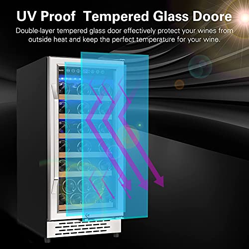 SKANWEN 15 Inch Wine Cooler Refrigerators 32 Bottle Fast Cooling Low Noise and No Fog Wine Fridge with Professional Compressor Stainless Steel | Temp Memory Function, Built-in or Freestanding Wine Fridge 41°F-72°F - Image 6