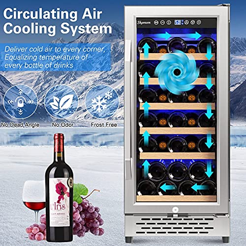 SKANWEN 15 Inch Wine Cooler Refrigerators 32 Bottle Fast Cooling Low Noise and No Fog Wine Fridge with Professional Compressor Stainless Steel | Temp Memory Function, Built-in or Freestanding Wine Fridge 41°F-72°F - Image 7
