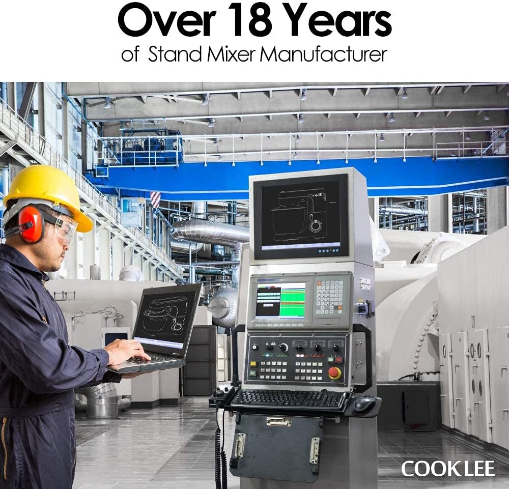 COOKLEE Stand Mixer | 9.5 Qt. 660W 10-Speed Electric Kitchen Mixer with Dishwasher-Safe Dough Hooks | Flat Beaters, Wire Whip & Pouring Shield Attachments for Most Home Cooks, SM-1551 - Image 8