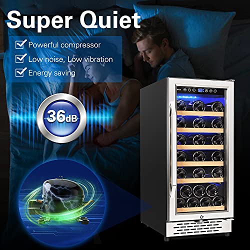 SKANWEN 15 Inch Wine Cooler Refrigerators 32 Bottle Fast Cooling Low Noise and No Fog Wine Fridge with Professional Compressor Stainless Steel | Temp Memory Function, Built-in or Freestanding Wine Fridge 41°F-72°F - Image 8