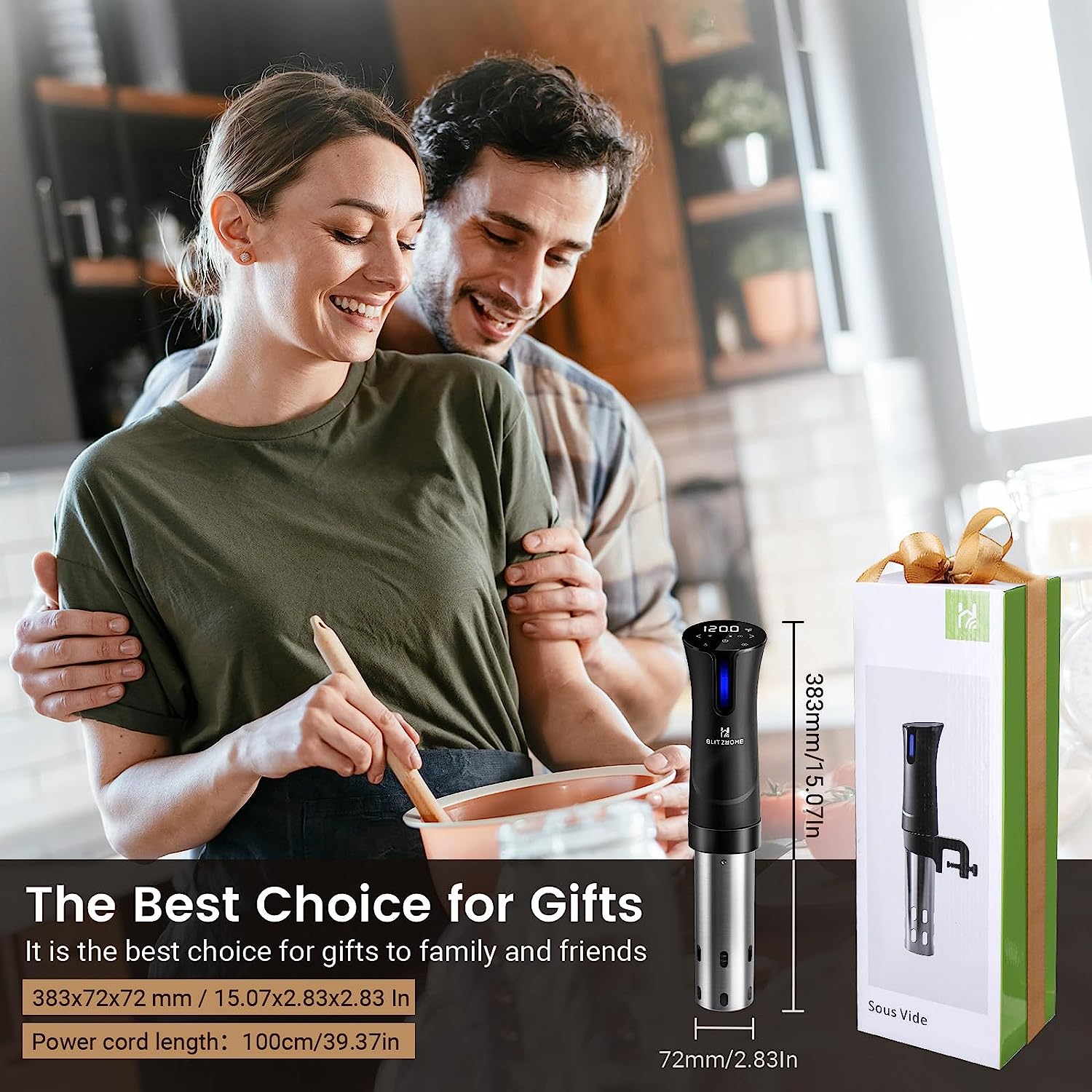 BLITZHOME Sous Vide Machine | WiFi APP Included | 1100W Sous Vide Cooker with Accurate Temperature & Timer | Ultra Quiet Stainless Precision Immersion Circulator Device - Image 9